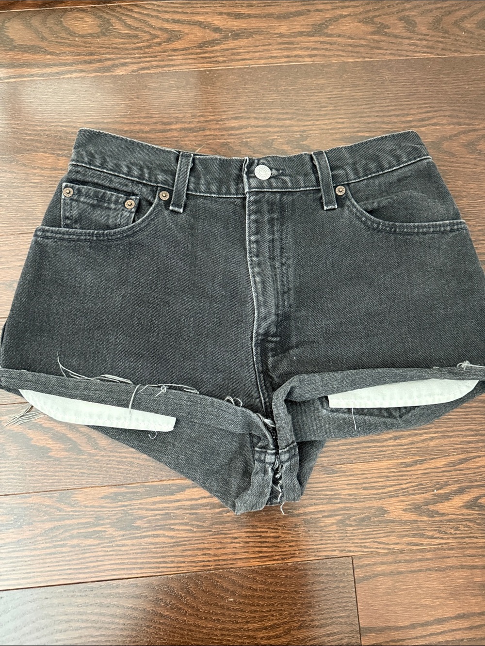 Levi's Black Rolled Cuff Denim Shorts